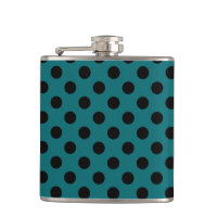 Black polka dots on teal