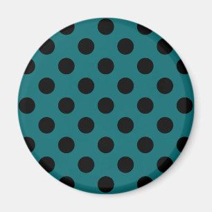 Black polka dots on teal magnet