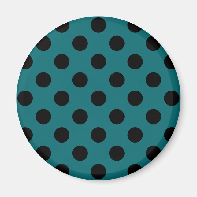 Black polka dots on teal magnet (Front)