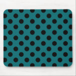 Black polka dots on teal mouse mat<br><div class="desc">Black polka dots on teal</div>