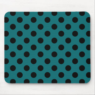 Black polka dots on teal mouse mat