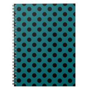 Black polka dots on teal notebook
