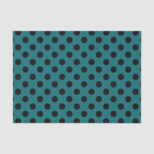 Black polka dots on teal tissue paper