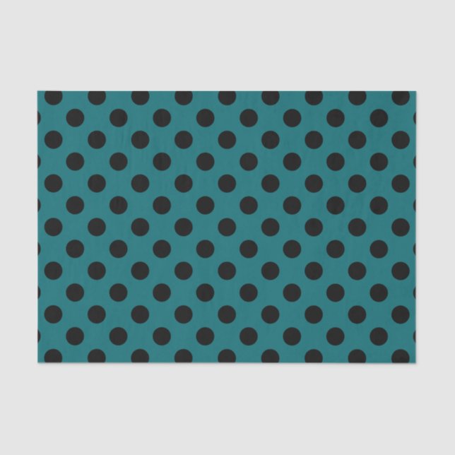 Black polka dots on teal tissue paper (Front)