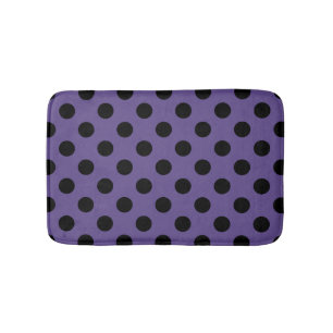 Black polka dots on ultra violet bath mat