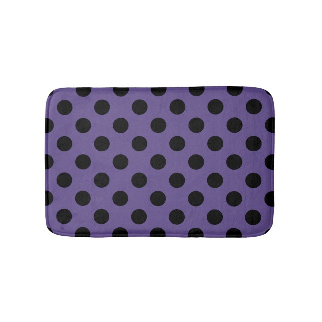 Black polka dots on ultra violet bath mat (Front)