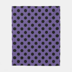 Black polka dots on ultra violet fleece blanket