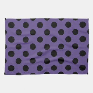 Black polka dots on ultra violet tea towel
