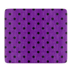 Black Polka Dots on Violet Purple Cutting Board