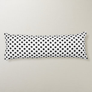 Black Polka Dots on White Background Body Cushion