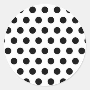 Black polka Dots On White Background Classic Round Sticker