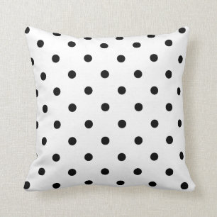 Black Polka Dots on White Background Cushion