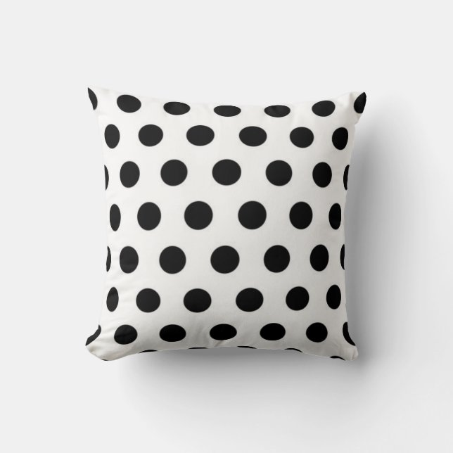 Black polka Dots On White Background Cushion (Front)