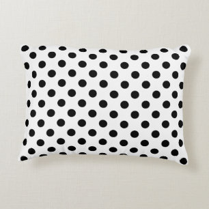 Black Polka Dots on White Background Decorative Cushion