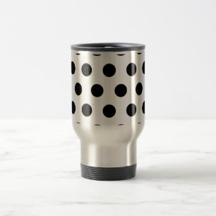 Black polka Dots On White Background Travel Mug