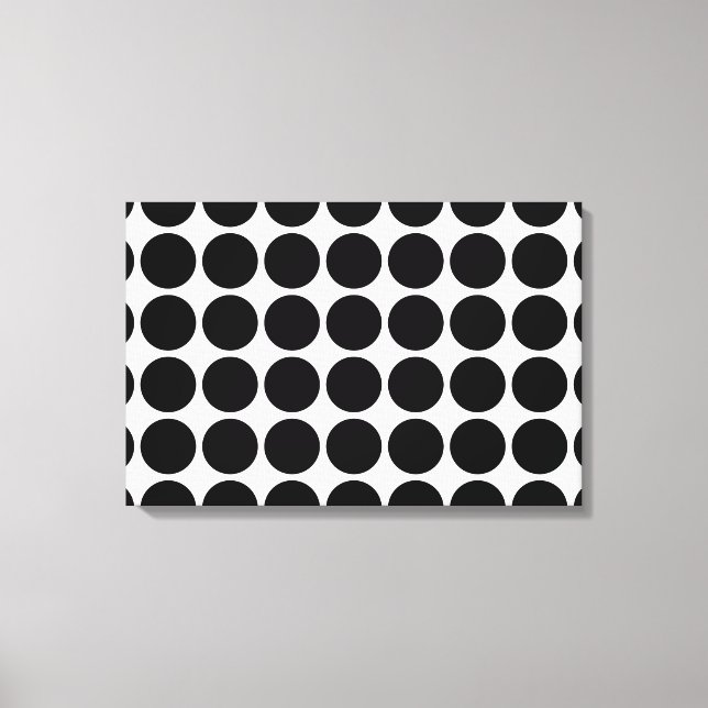 Black Polka Dots on White Canvas Print (Front)