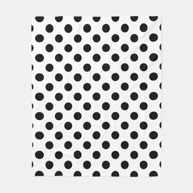 Black polka dots on white fleece blanket (Front)
