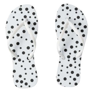 Black Polka Dots on White Flipflops