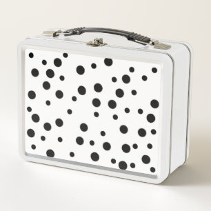 Black Polka Dots on White Lunch Boxes