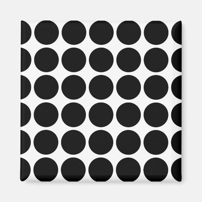 Black Polka Dots on White Magnet (Front)