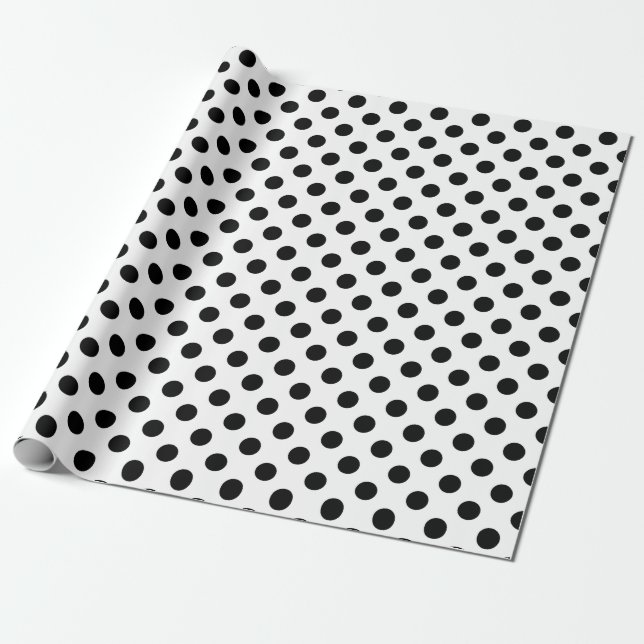 Black polka dots on white wrapping paper (Unrolled)