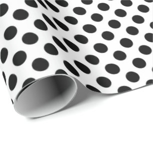 black polka dots on white wrapping paper