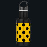 Black polka dots on yellow 532 ml water bottle<br><div class="desc">Black polka dots on yellow</div>