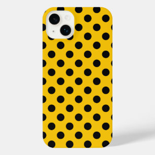 Black polka dots on yellow iPhone 14 plus case