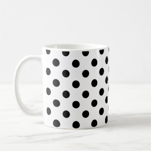 Black Polka Dots Pattern on White Background  Coffee Mug