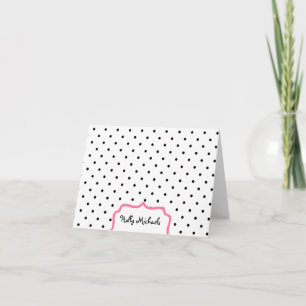Black Polka Dots & Pink - Personalised Notecards