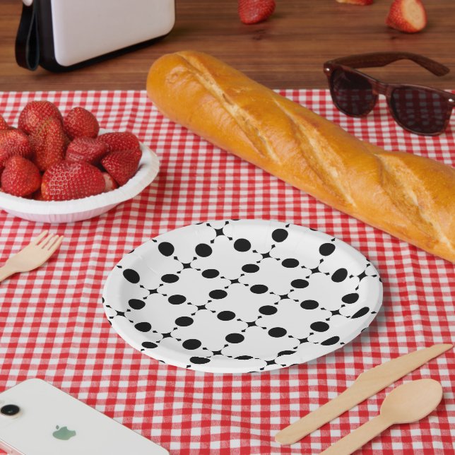 Black Polka Dots, Polka Dot Pattern, Dots, Dotted Paper Plate (Picnic)