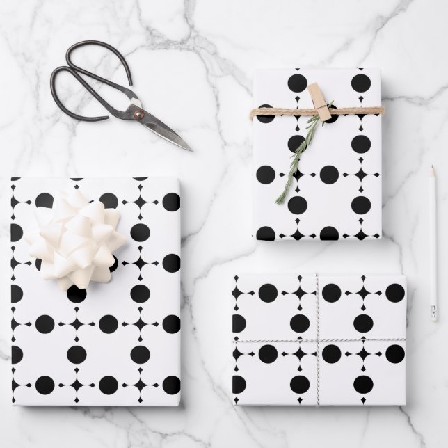 Black Polka Dots, Polka Dot Pattern, Dots, Dotted Wrapping Paper Sheet (Front)