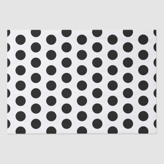 Black Polka Dots Retail Packaging Tissue Paper (Front)