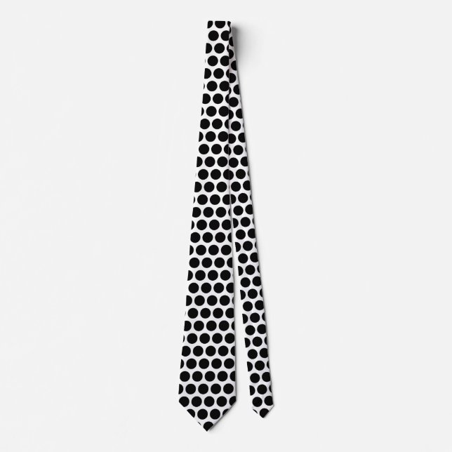 Black Polka Dots White Custom Colour Gift Favour Tie (Front)