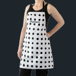 Black Polka Dots White Custom Name Stylish Elegant Apron<br><div class="desc">Designed with black polka dot patterns in white background with text template for name,  this is available in different sizes to choose from! You may choose different colours as you like!</div>