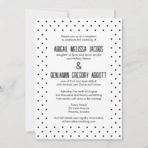Black Polka Dots with 4 Sets of Parents Reception Invitation
