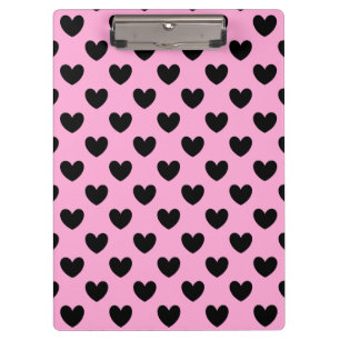 Black polka hearts on cotton candy pink clipboard