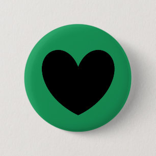 Black polka hearts on Kelly green 6 Cm Round Badge