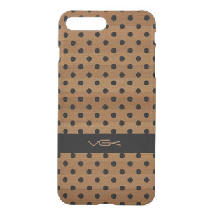 Black Polkadots Pattern on Brown Wood iPhone 8 Plus/7 Plus Case