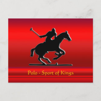 Black Polo Pony and Rider on red chrome-look Postcard