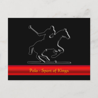 Black Polo Pony and Rider, red chrome-look stripe Postcard