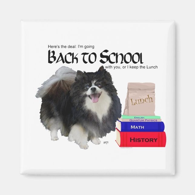 Black Pomeranian Back to School Magnet (Front)