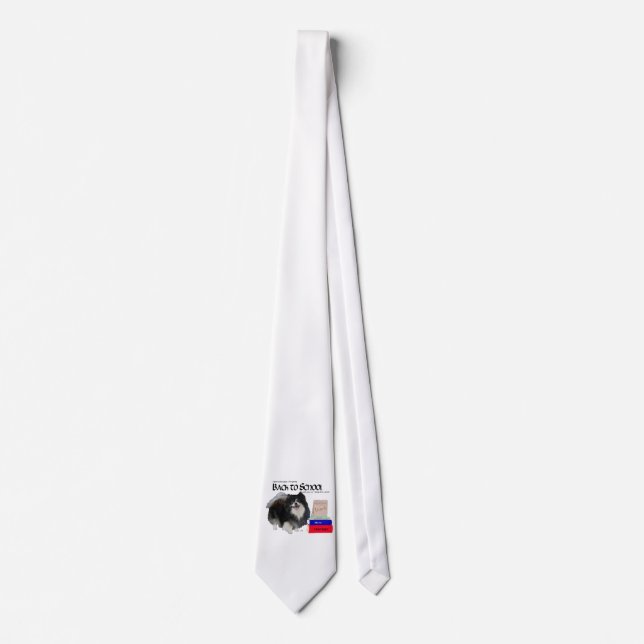 Black Pomeranian Back to School Tie (Front)