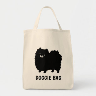 Black Pomeranian   Cute Cartoon Dog Custom Tote Bag