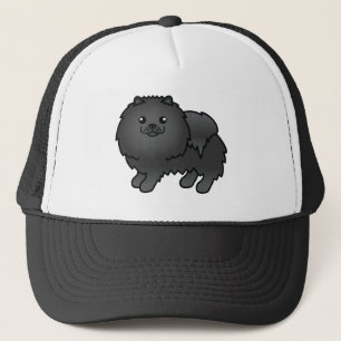 Black Pomeranian Cute Cartoon Dog Trucker Hat