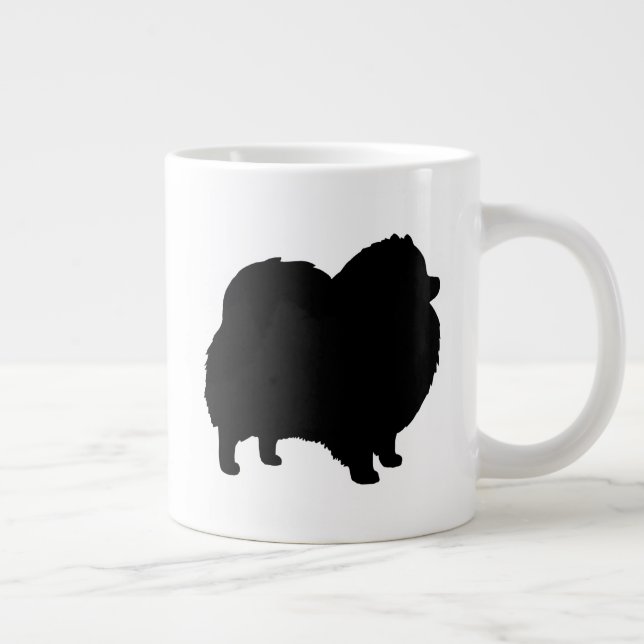 Black Pomeranian Dog Breed Silhouettes Large Coffee Mug (Right)