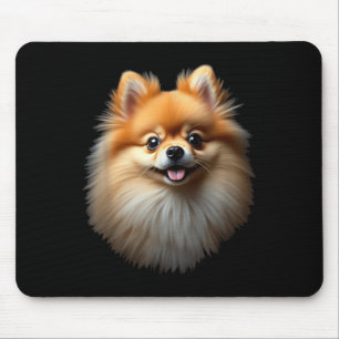 Black Pomeranian Dog Pom Face Mouse Mat