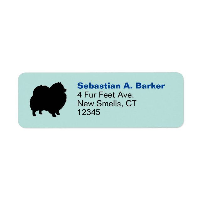 Black Pomeranian Dog Silhouette Return Address (Front)