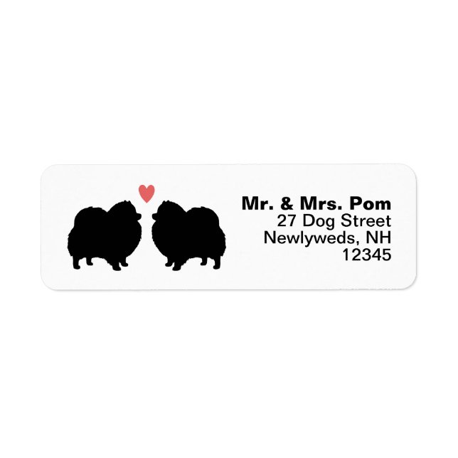 Black Pomeranian Dog Silhouettes with Heart (Front)