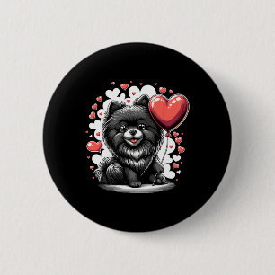 Black Pomeranian Dog Valentine's Day Dog Owner Val 6 Cm Round Badge